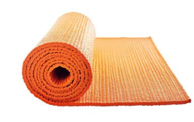 Rolled up orange yoga mat