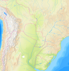Fototapeta premium Map of Paraguay and surrounding countries without any labels