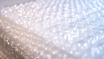 Transparent bubble wrap stacked in clean white setting