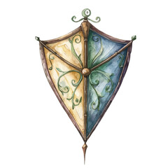 watercolor vector of Kite Shield, high quality, isolated on a white background.