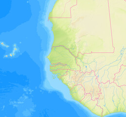 Map of Senegal and surrounding countries without any labels