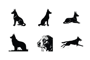 Collection of dog and its pose  silhouette vector 