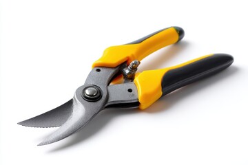 Garden shears with open blades isolated on white