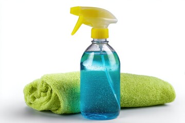 Spray bottle with cleaning liquid isolated on white