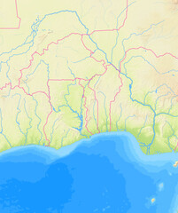 Map of Togo and surrounding countries without any labels
