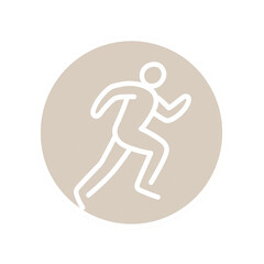 Running figure in light circle isolated on transparent background