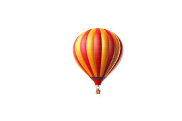 A vibrant red and yellow hot air balloon floats against a muted transparent background. background removed
