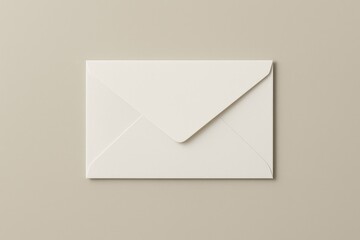 Closed beige paper envelope on neutral background, minimal mockup template for branding, invitation or card design