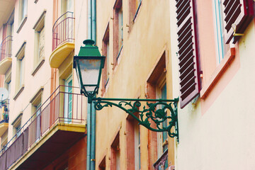 Beautiful green lantern in the center of Strasbourg, France