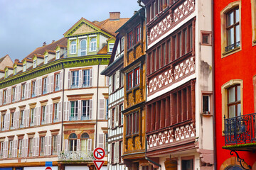 Beautiful architecture of old buildings in the center of Strasbourg, France
