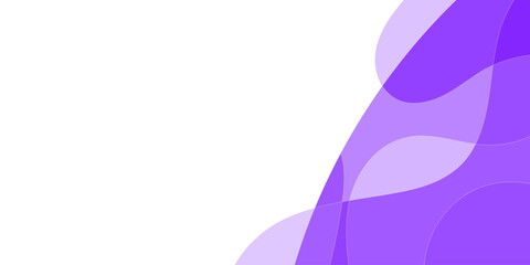 Abstract design with flowing, overlapping, translucent shapes of lavender purple on white background