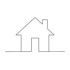 Fototapeta premium Minimalist Line Drawing of House Representing Home, Shelter and Real Estate