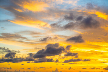 Colourful sunset sky with cloud dramatic sky