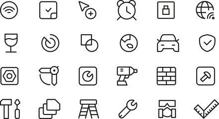 Collection of 30 Minimalist Line Icons  Versatile Vector Graphics for Websites and Apps