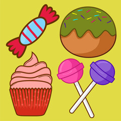 Vektor Stok Vector Bread Set Four Elements On