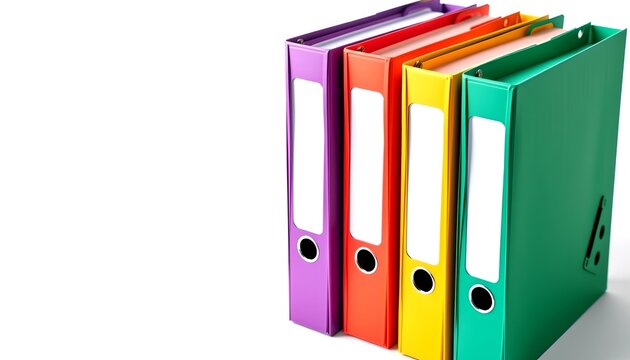 Colorful office folders neatly arranged on a desk