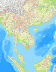 Fototapeta premium Map of Vietnam and surrounding countries without any labels