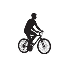 Silhouette of man riding bicycle in casual outdoor activity