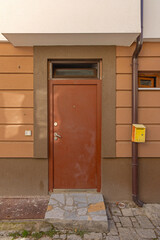 Closed Brown Door at New House in Ohrid North Macedonia