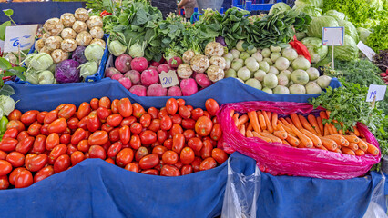 Variety of Autumn Season Vegetables at Farmers Market in Turkey
