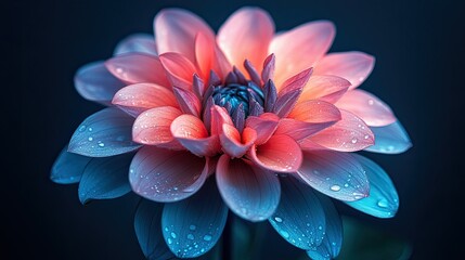 A vivid gradient flower blending pink and blue hues