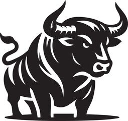 Minimalist Black and White Bull Vector Illustration