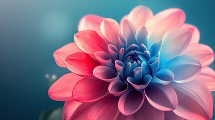 A vivid gradient flower blending pink and blue hues