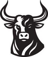 Minimalist Black and White Bull Vector Illustration
