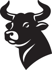 Minimalist Black and White Bull Vector Illustration