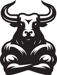 Minimalist Black and White Bull Vector Illustration