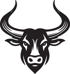 Minimalist Black and White Bull Vector Illustration