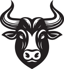 Minimalist Black and White Bull Vector Illustration
