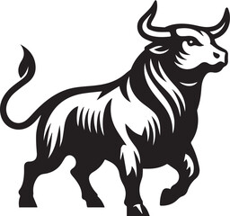 Minimalist Black and White Bull Vector Illustration