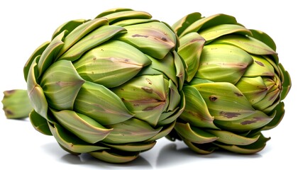 Fototapeta premium A vibrant and fresh artichoke, a delicious and healthy vegetable. These fresh, whole artichokes are a feast for the eyes