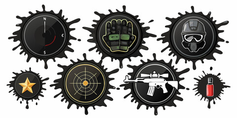 Vector Minimalist Geometric SVG Icon Set with Circular and Line Art Style in Monochrome Colors