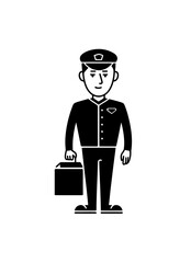 Postman icon vector in black color with white background. 