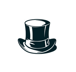 Top hat vector in black color with white background.