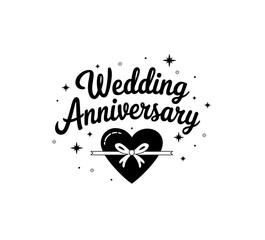 Wedding anniversary icon vector in black color isolated on white.