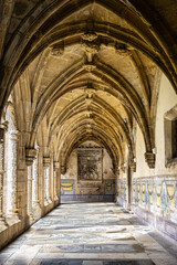 Obraz premium Colonnade of cloister of Santa Cruz Monastery and Church at Coimbra, Portugal