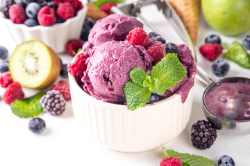 Homemade fruit and berry sorbet ice cream