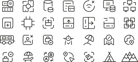 Extensive Collection of Line Icons Travel, Technology, Data, and More!