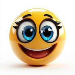 Energetic Yellow Emoji Exuding Positivity with Big Eyes Displaying Exalted Surprise and Joyful Cheer