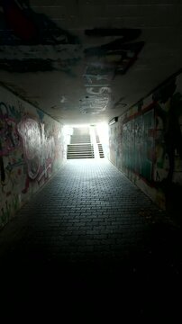 Underground passage. Graffiti. Urban landscapes.