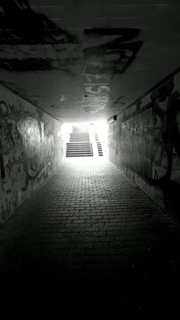 Underground passage. Graffiti. Urban landscapes.