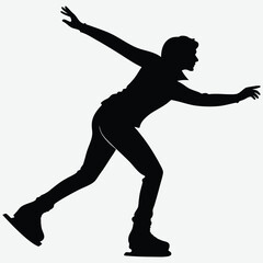 A person skating on ice with arms extended silhouette design vector art and illustration