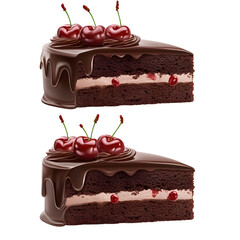chocolate cake with cherry cartoon ,isolated on transparent background png