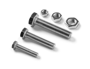Tap bolts with chrome nuts isolated on white background