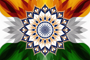 Vibrant mandala design featuring indian flag colors with intricate symmetry and patterns