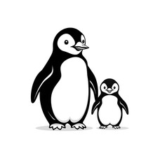 Mother and baby penguin logo