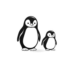 Fototapeta premium Mother and baby penguin logo